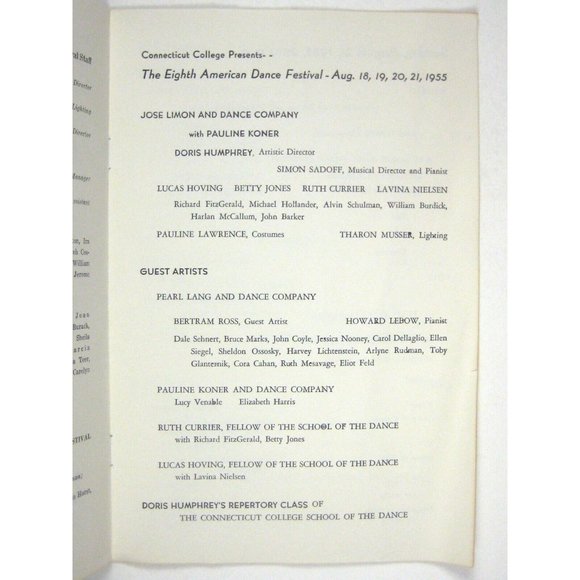 Eighth American Dance Festival Program 1955 José Limon Pauline Koner Pearl Lang - Picture 3 of 6